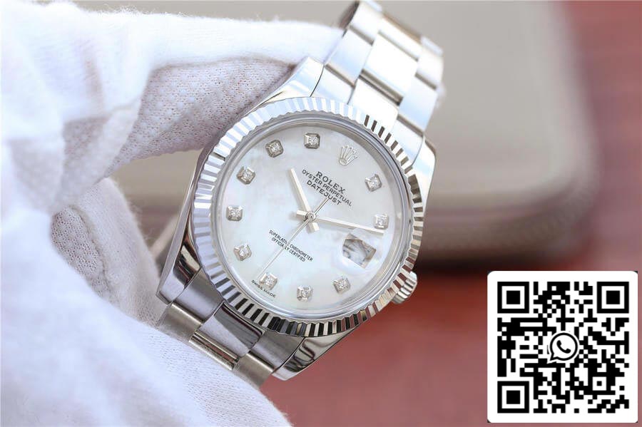 Rolex Datejust M126334-0019 1:1 Best Edition EW Factory Weißes Perlmuttzifferblatt