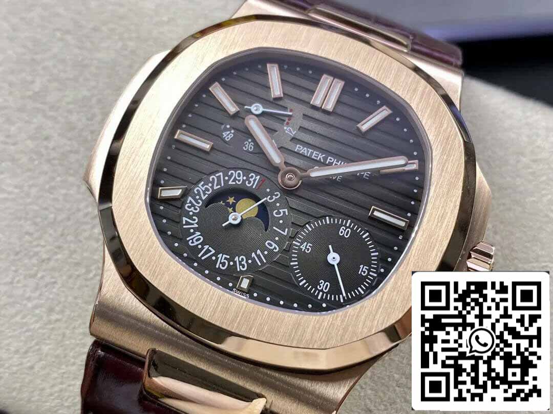 Patek Philippe Nautilus 5712 1:1 Meilleure édition ZF Factory Bracelet en cuir marron Cadran gris