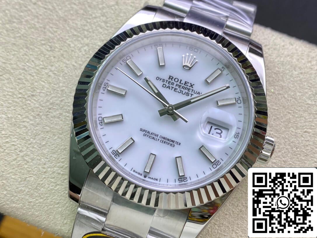 Rolex Datejust M126334-0009 41 mm Oyster-Armband, sauberes Fabrikweißes Zifferblatt