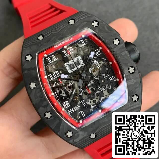 Richard Mille RM-011 1:1 Best Edition KV Factory V2 Black Forged Carbon Case