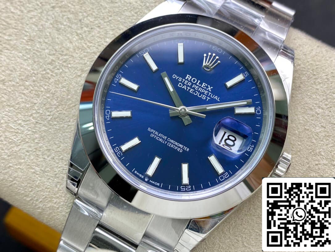 Rolex Datejust M126300-0001 1:1 Jante lisse VS Cadran bleu d'usine