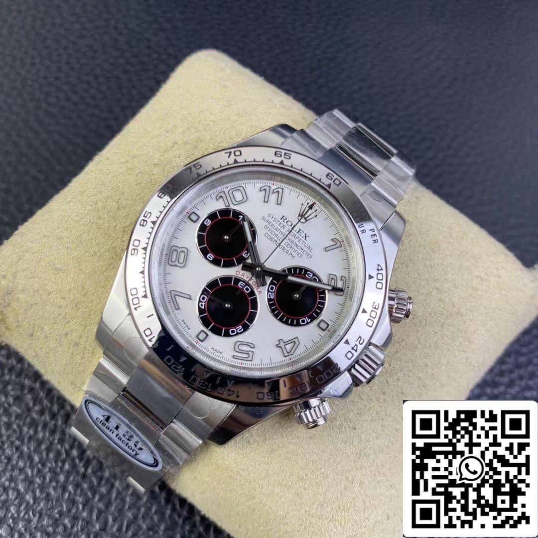 Rolex Cosmograph Daytona 1:1 Meilleure édition Clean Factory V3 Cadran blanc en acier inoxydable