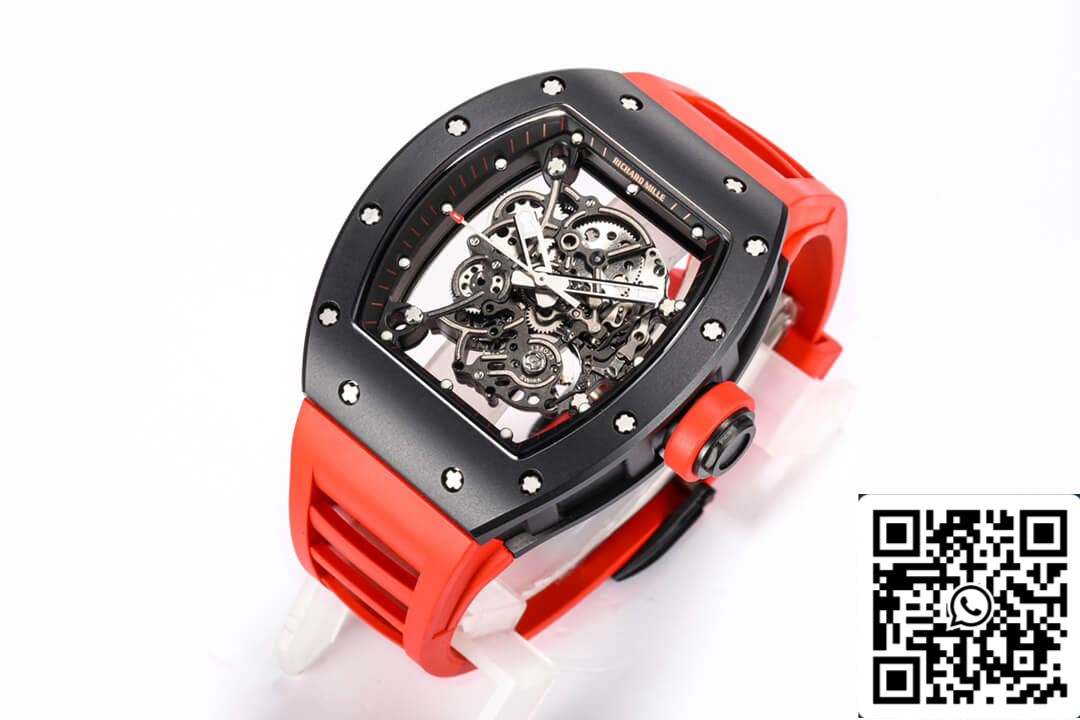 Richard Mille RM-055 1:1 Best Edition BBR Factory Ceramic Case Red Strap