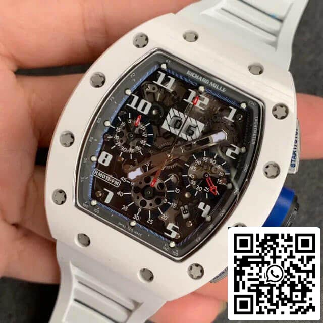 Richard Mille RM-011 1:1 Best Edition KV Factory Ceramic White Rubber Strap