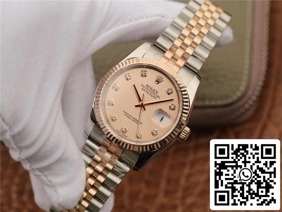 Rolex Datejust 116231 36MM 1:1 Meilleure édition GM Factory Cadran rose serti de diamants