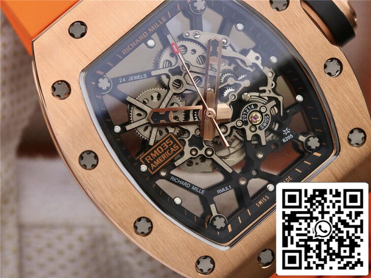 Richard Mille RM035 Americas KV Factory 1:1 Best Edition Orange Strap