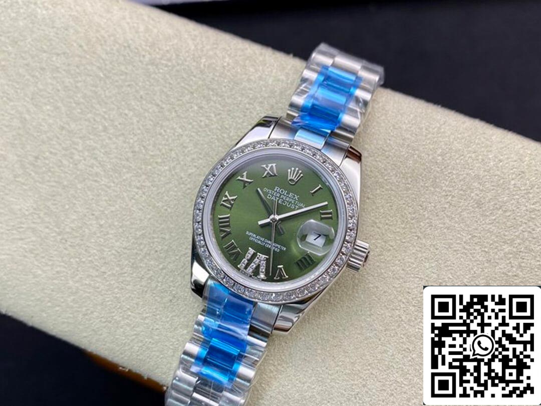 Rolex Datejust 28MM 1:1 Meilleure édition BP Factory Cadran vert serti de diamants