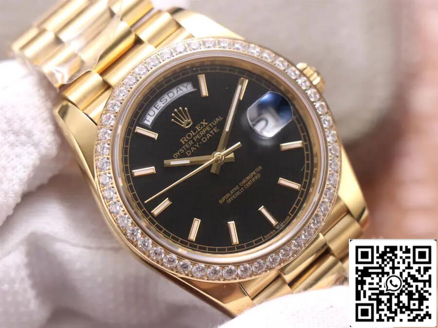 Rolex Day Date 40MM 1:1 Best Edition EW Factory Yellow Gold Black Dial