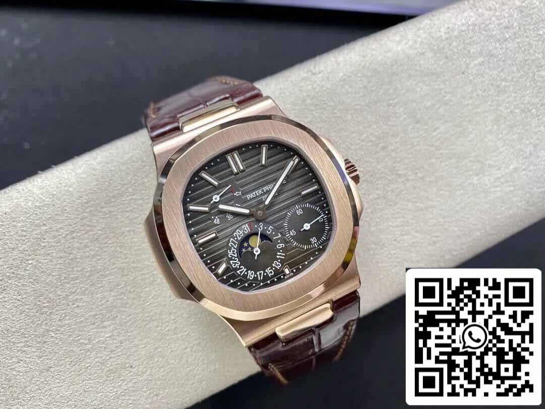 Patek Philippe Nautilus 5712 1:1 Meilleure édition ZF Factory Bracelet en cuir marron Cadran gris