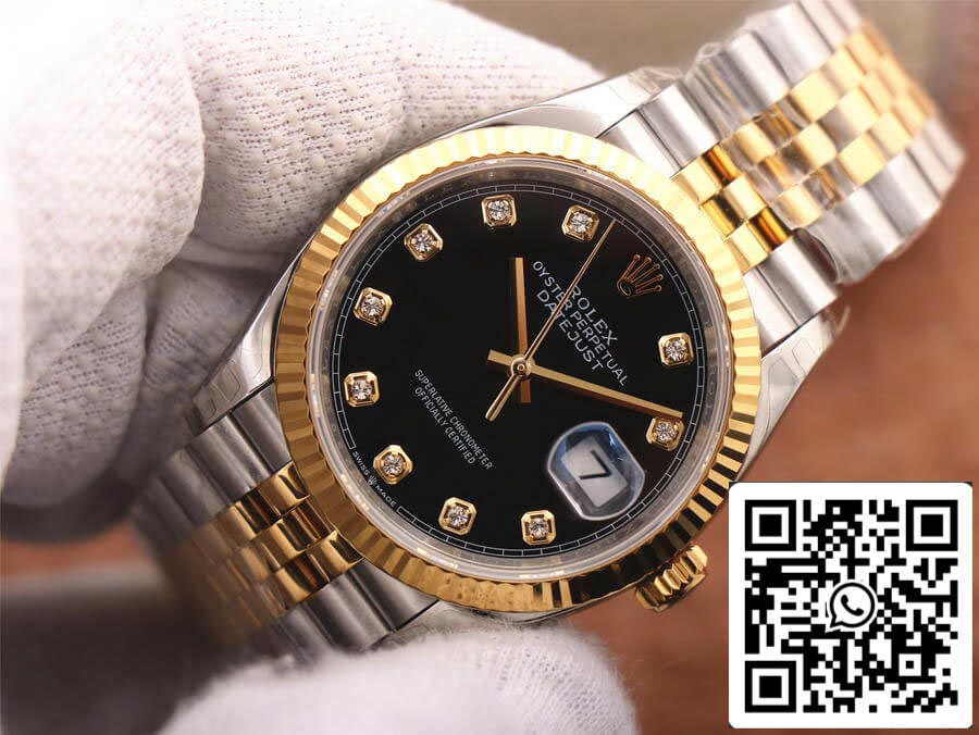 Rolex Datejust M126233-0021 1:1 Meilleure édition EW Factory Or jaune Cadran noir