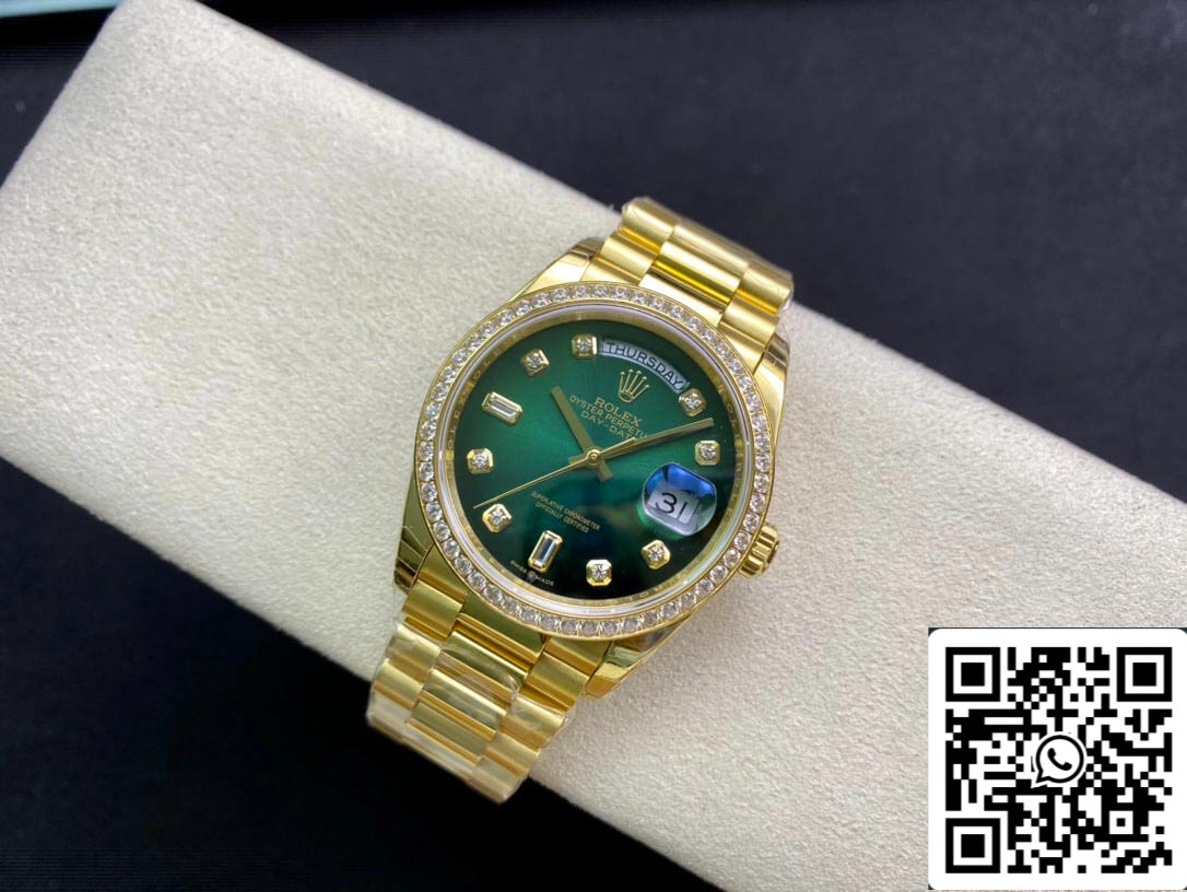 Rolex Day Date M128348RBR-0035 1:1 Best Edition EW Factory Gradient Green Dial