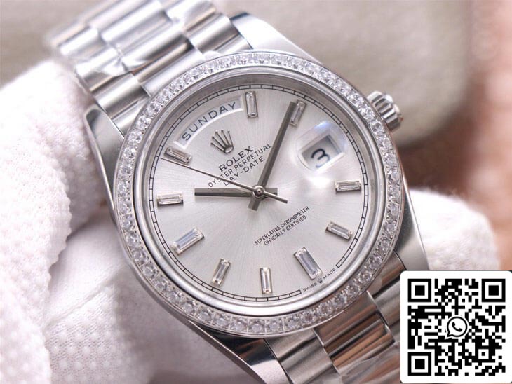 Rolex Day Date M228349RBR-0001 1:1 Best Edition EW Factory Silver Dial