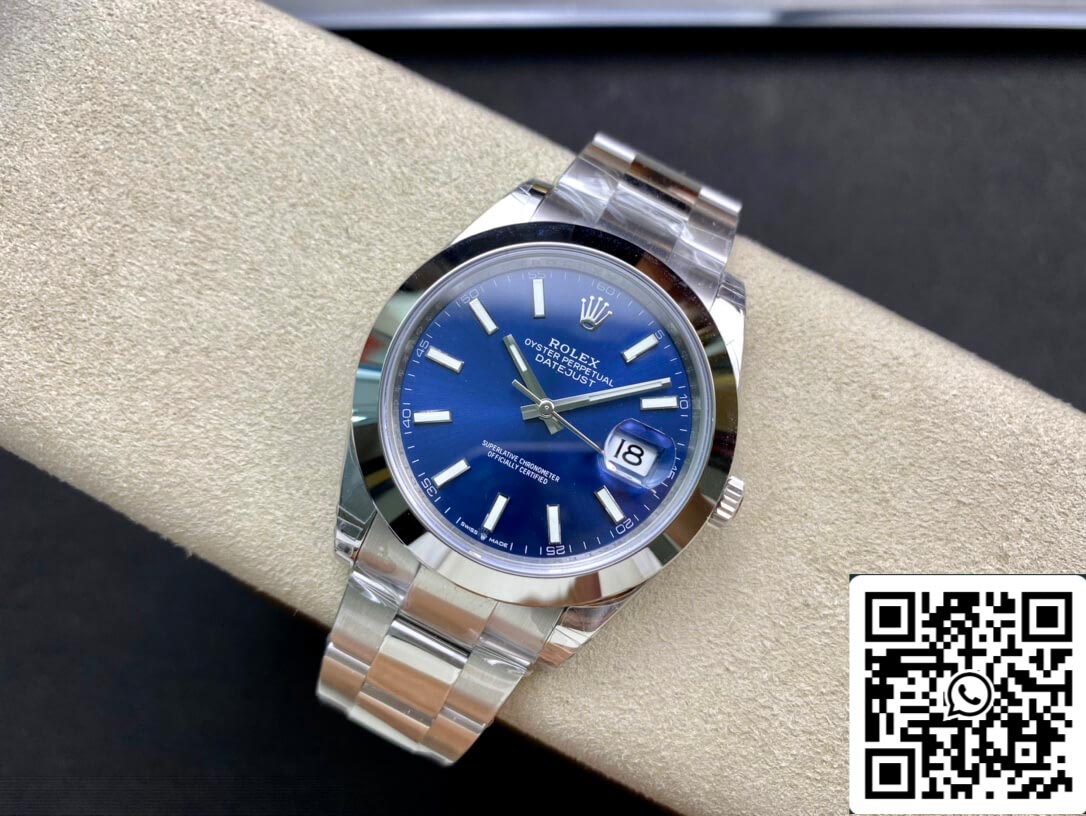 Rolex Datejust M126300-0001 1:1 Jante lisse VS Cadran bleu d'usine