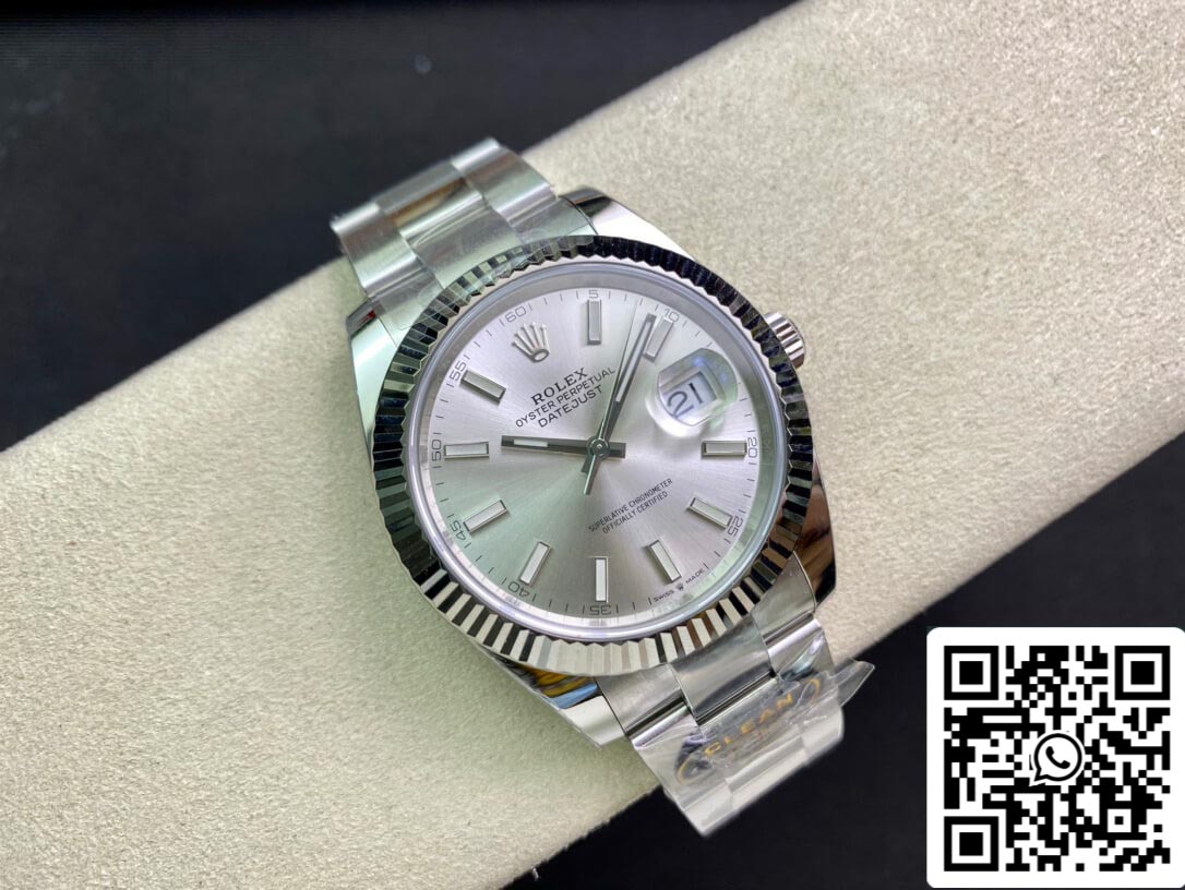 Rolex Datejust M126334-0003 41 mm Oyster-Armband, sauberes Fabrikweißes Zifferblatt