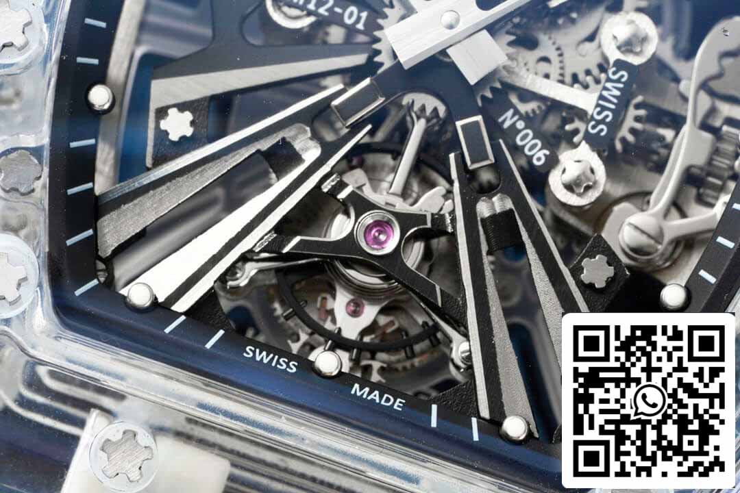 Richard Mille RM12-01 1:1 Best Edition RM Factory Tourbillon Transparente Version Blaues Armband