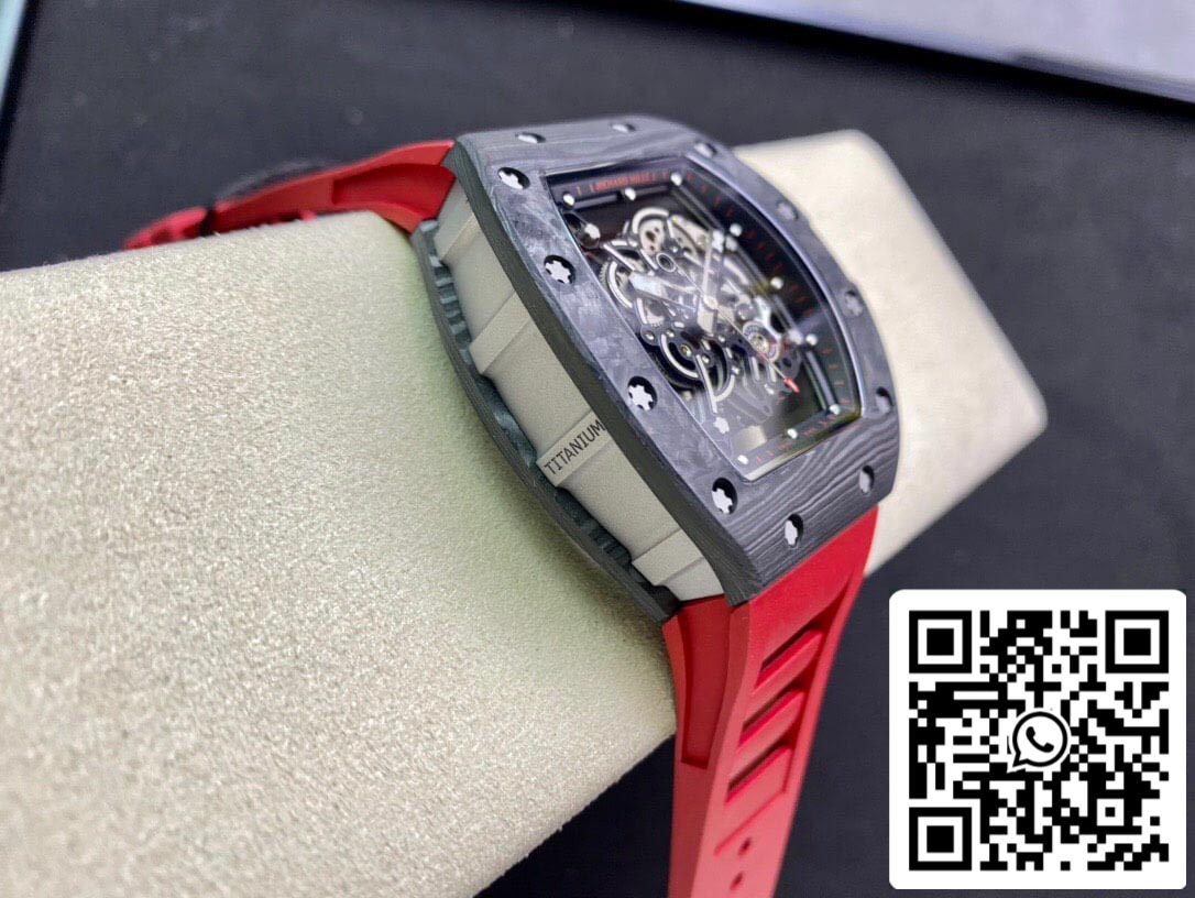 Richard Mille RM055 1:1 Best Edition KV Factory V2 Carbon Fiber Red Strap