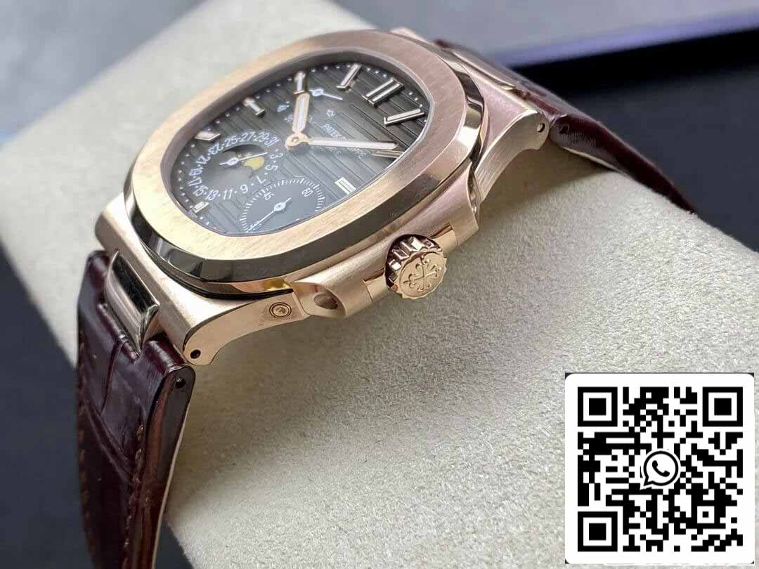 Patek Philippe Nautilus 5712 1:1 Meilleure édition ZF Factory Bracelet en cuir marron Cadran gris