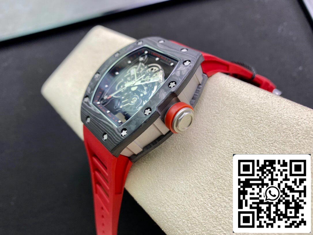 Richard Mille RM055 1:1 Best Edition KV Factory V2 Carbon Fiber Red Strap