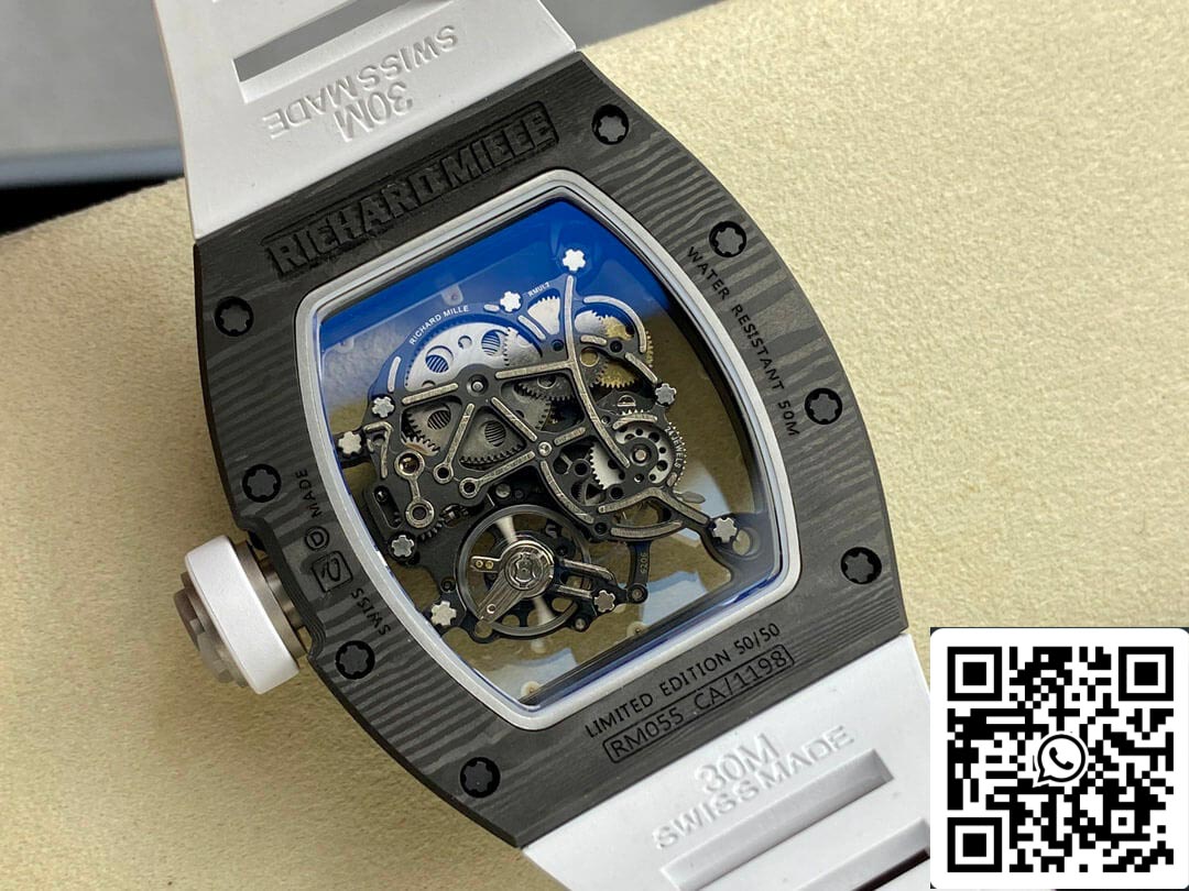 Richard Mille RM-055 1:1 Best Edition BBR Factory White Strap