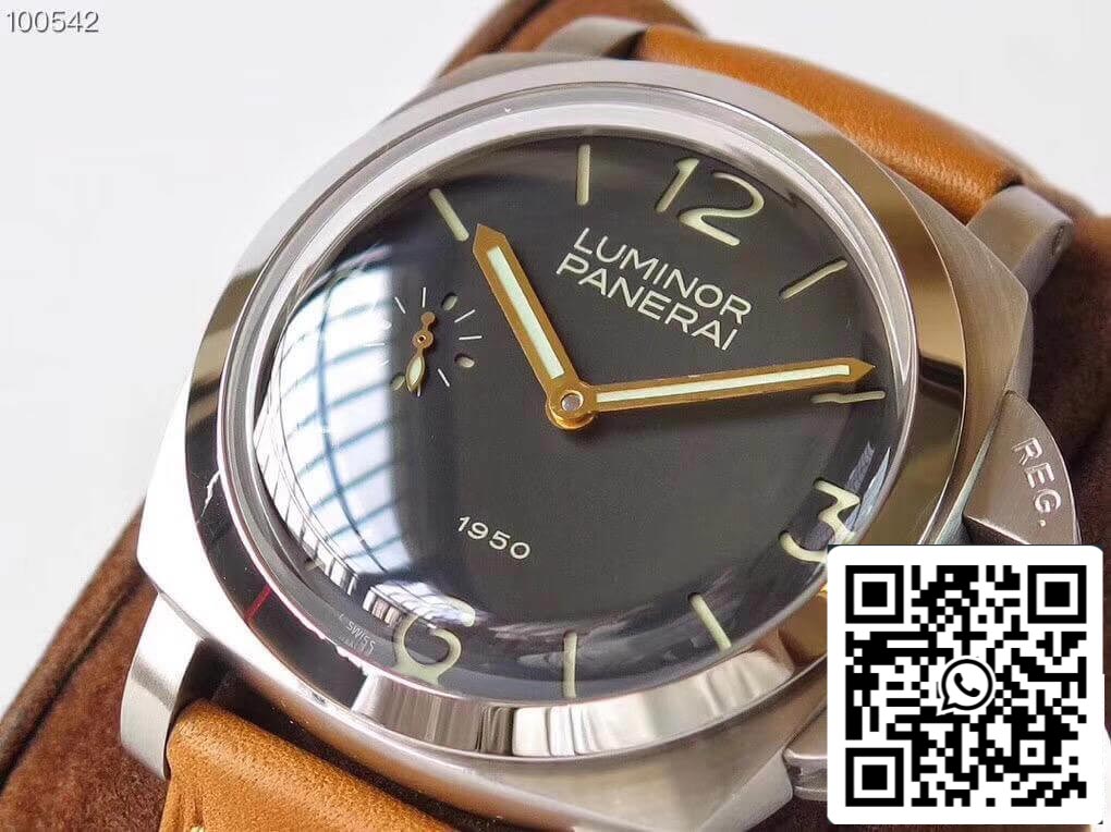 Panerai Luminor 1950 PAM127 ZF Factory 1:1 Best Edition Swiss ETA A6497 Brown Soft Tan Leather Strap