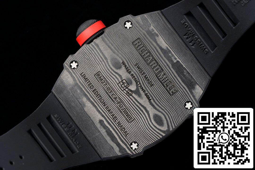 Richard Mille RM27-03 Rafael Nadal Tourbillon 1:1 Best Edition RM Factory Black Rubber Strap