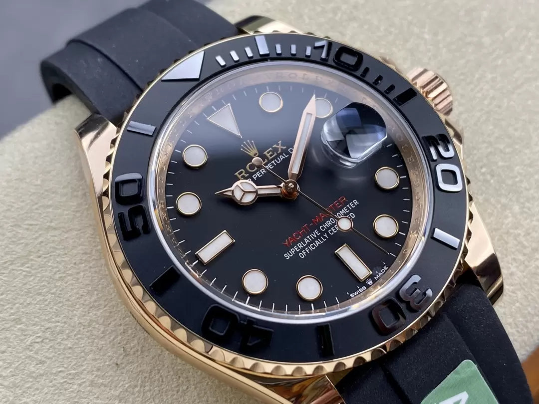 Rolex Yacht-Master 40 Cadran Noir Or Rose M126655-0002 1:1 Meilleure Édition AR Version Contrepoids d'Usine