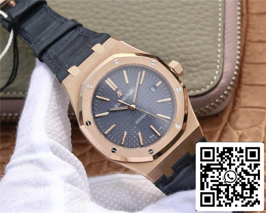 Audemars Piguet Royal Oak 15400 1:1 Best Edition OM Factory Rose Gold Leather Strap EU Watch Store