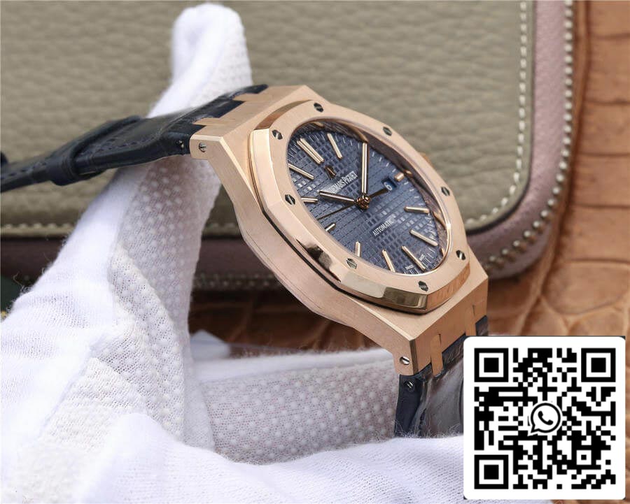 Audemars Piguet Royal Oak 15400 1:1 Best Edition OM Factory Rose Gold Leather Strap EU Watch Store