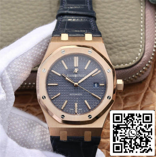 Audemars Piguet Royal Oak 15400 1:1 Best Edition OM Factory Rose Gold Leather Strap EU Watch Store