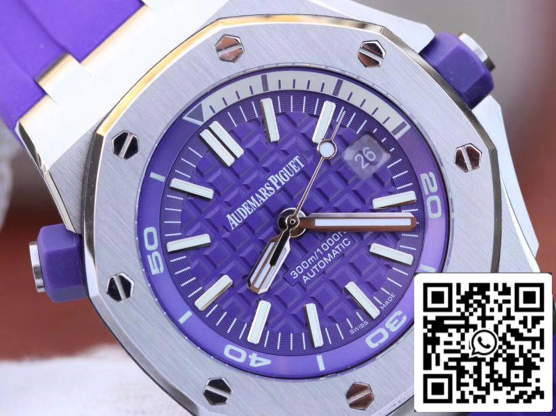 Audemars Piguet Royal Oak Offshore Diver 15710ST.OO.A077CA.01 1:1 Best Edition Swiss ETA3120 Superlumed Purple textured dial EU Watch Store