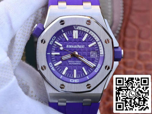 Audemars Piguet Royal Oak Offshore Diver 15710ST.OO.A077CA.01 1:1 Best Edition Swiss ETA3120 Superlumed Purple textured dial EU Watch Store