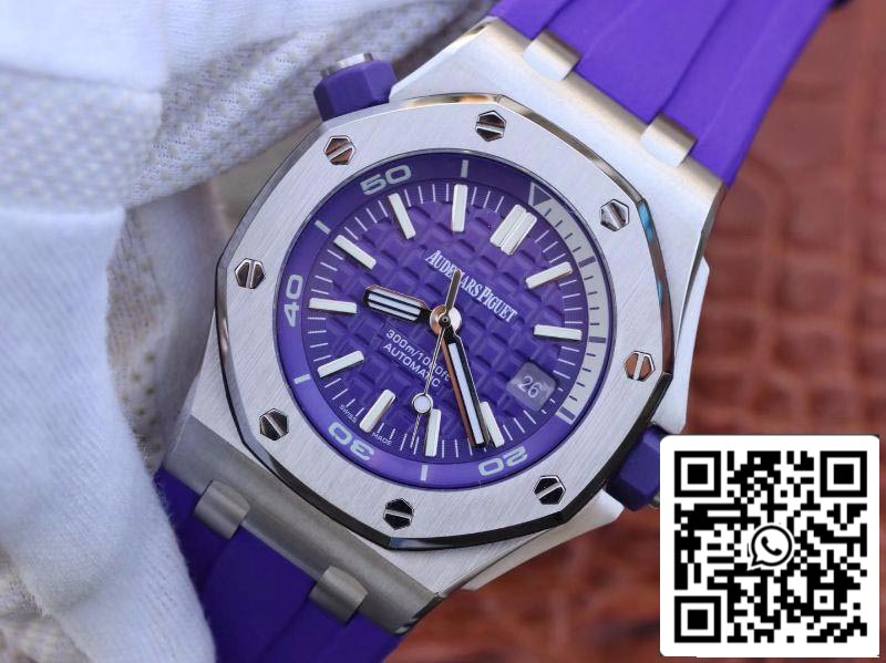 Audemars Piguet Royal Oak Offshore Diver 15710ST.OO.A077CA.01 1:1 Best Edition Swiss ETA3120 Superlumed Purple textured dial EU Watch Store