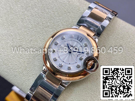 Ballon Bleu De Cartier 28MM W3BB0005 1:1 Best Edition V6 Factory Diamond Dial US Replica Watch