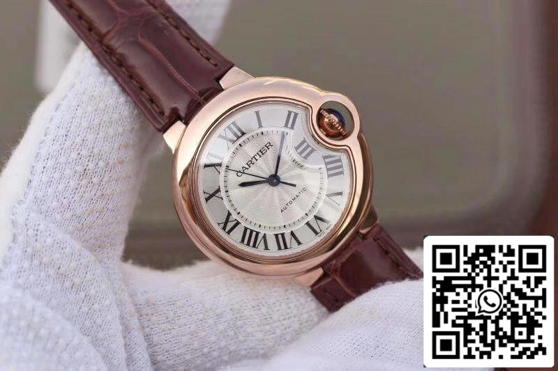 Ballon Bleu De Cartier 33mm Rosegold 1:1 Best Edition Brown Leather Strap Swiss ETA 2671 US Replica Watch