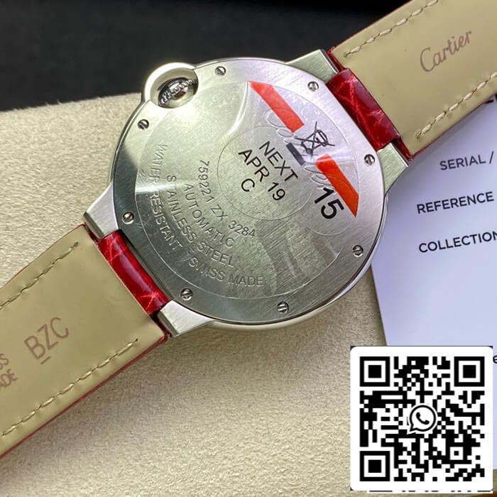 Ballon Bleu De Cartier 36MM 1:1 Best Edition 3K Factory Red Dial US Replica Watch