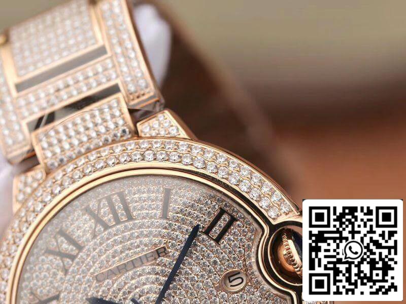 Ballon Bleu De Cartier W69006Z2 42mm TW Factory 1:1 Best Edition Full Diamond Rosegold Swiss ETA 2824 US Replica Watch