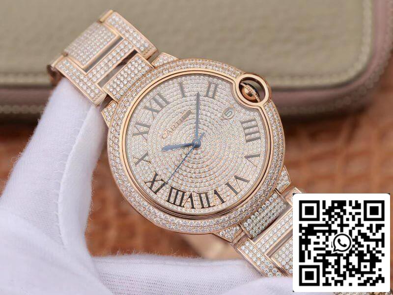 Ballon Bleu De Cartier W69006Z2 42mm TW Factory 1:1 Best Edition Full Diamond Rosegold Swiss ETA 2824 US Replica Watch