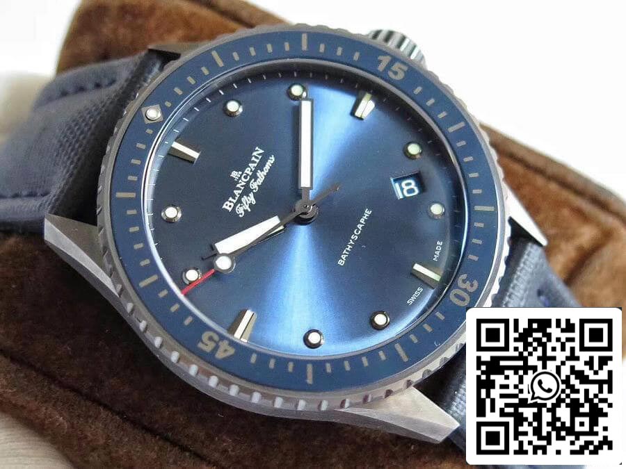 Blancpain Fifty Fathoms Bathyscaphe 5000-0240-O52A ZF Factory Men Watches 1:1 Best Edition Swiss ETA1315 Blue Sunburst Dial US Replica Watch