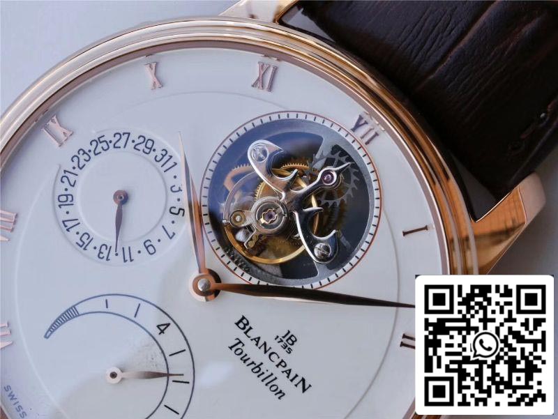 Blancpain Villeret 6025-1542-55 Real Tourbillon 1:1 Best Edition JB Factory Rose Gold Case Swiss Cal.25 US Replica Watch
