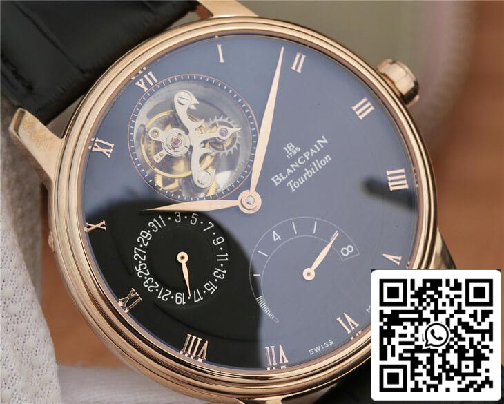 Blancpain Villeret 6025-3642-55B 1:1 Best Edition JB Factory Gold Case Black Dial US Replica Watch