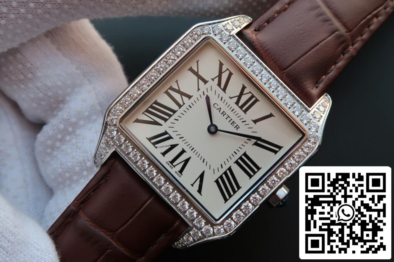 Cartier Santos WH100651 1:1 Best Edition V6 Factory Diamond White Dial US Replica Watch