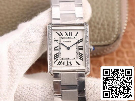 Cartier Tank 1:1 Best Edition K11 Factory Stainless Steel Diamond US Replica Watch