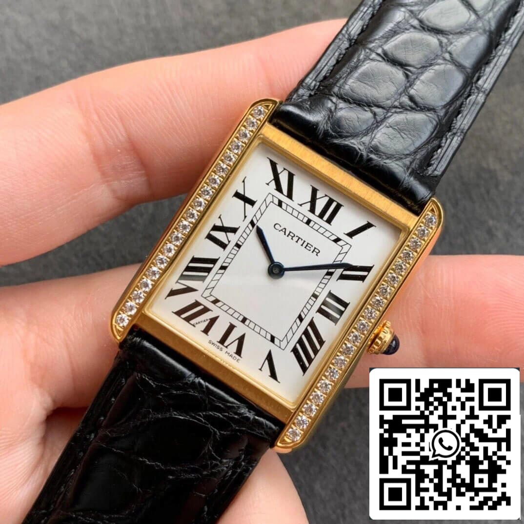 Cartier Tank 1:1 Best Edition K11 Factory V2 Yellow Gold White Dial US Replica Watch