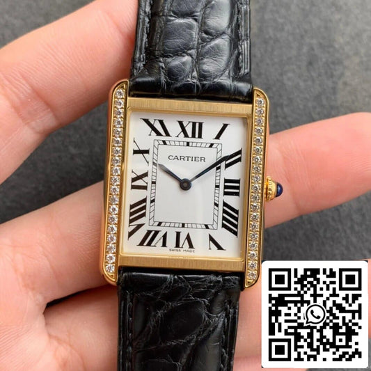 Cartier Tank 1:1 Best Edition K11 Factory V2 Yellow Gold White Dial US Replica Watch
