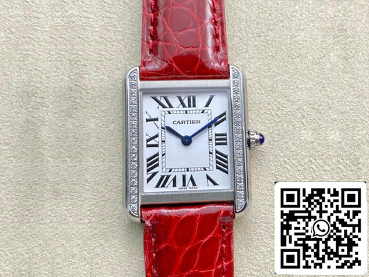 Cartier Tank 27MM 1:1 Best Edition K11 Factory V2 Red Strap US Replica Watch