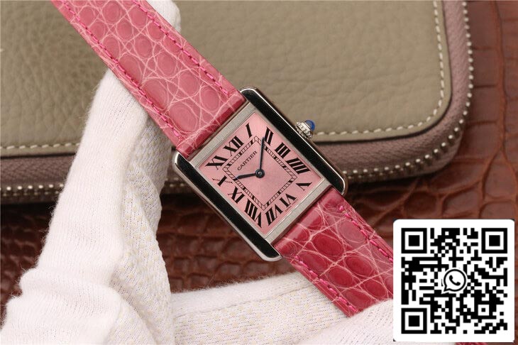 Cartier Tank W5200000 Ladies 1:1 Best Edition K11 Factory Pink Dial US Replica Watch