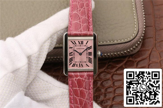 Cartier Tank W5200000 Ladies 1:1 Best Edition K11 Factory Pink Dial US Replica Watch