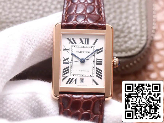 Cartier Tank W5200026 1:1 Best Edition V9 Factory Rose Gold US Replica Watch