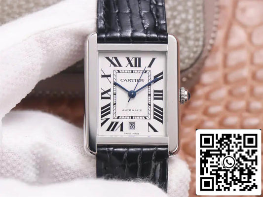 Cartier Tank WSTA0029 1:1 Best Edition V9 Factory White Dial US Replica Watch