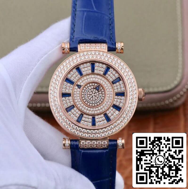 Franck Muller Double Mystery Rosegold D 3R CD 42 1:1 Best Edition Blue Leather Strap Swiss FM.800 US Replica Watch